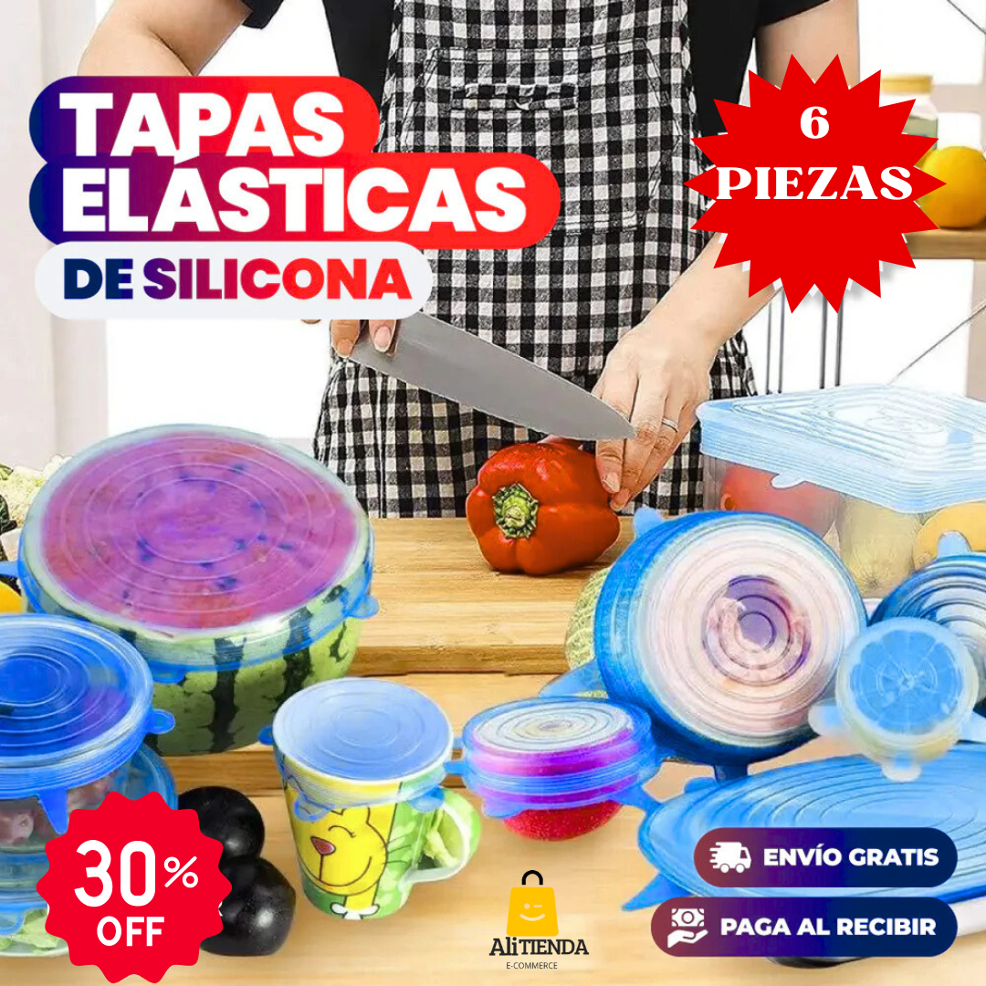 KIT DE 6 TAPAS ELASTICAS DE SILICONA®️