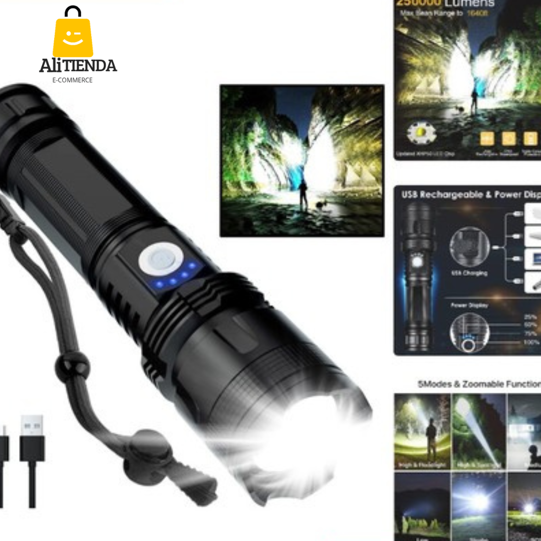 Linterna Led Recargable Zoom Potente 1000 Lúmenes