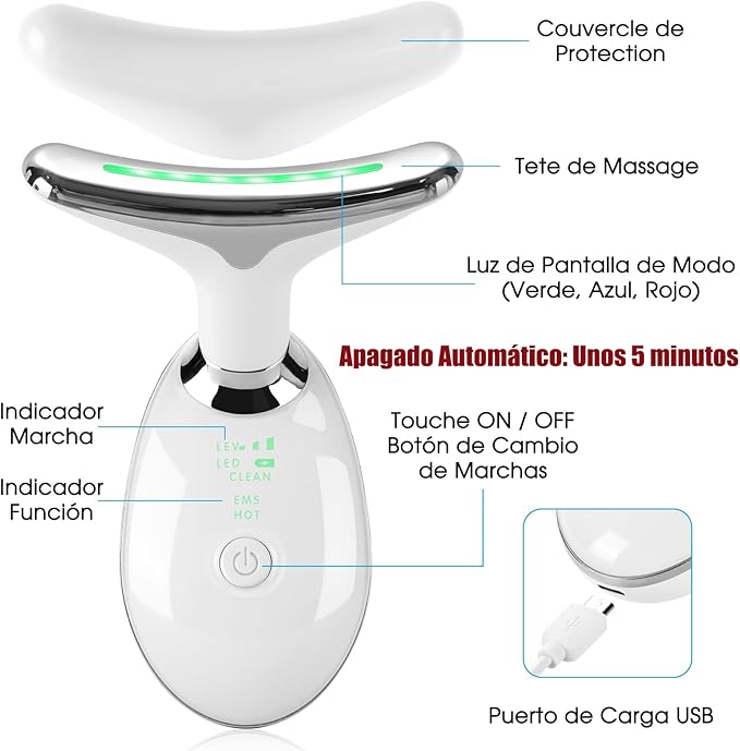 Masajeador Facial LED con Vibración - Rejuvenated Skin®