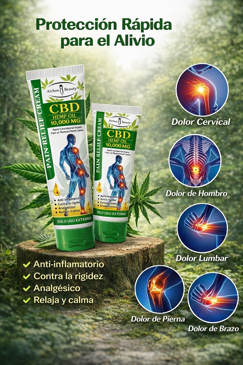 Crema Analgésico  CBD, Alivia El Dolor 100 ml.