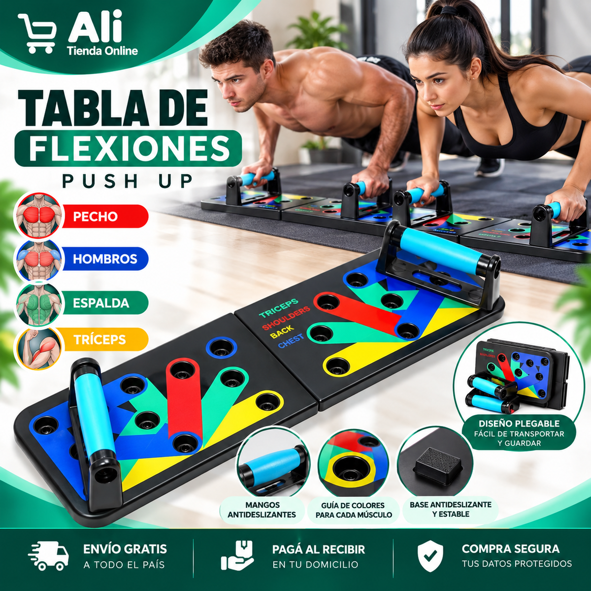 Tabla de Flexiones Push Up Multifuncional®️.