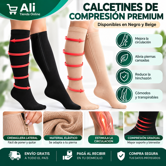 MEDIAS DE COMPRESION ANTIVARICES Y ANTIDOLOR  ZIP SOX®️
