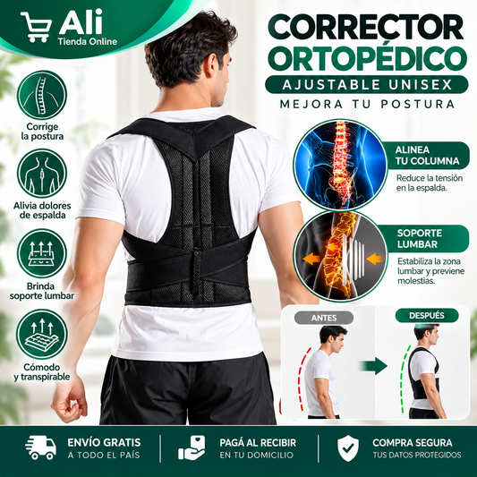 Corrector Ortopédico de Postura Ajustable Unisex.