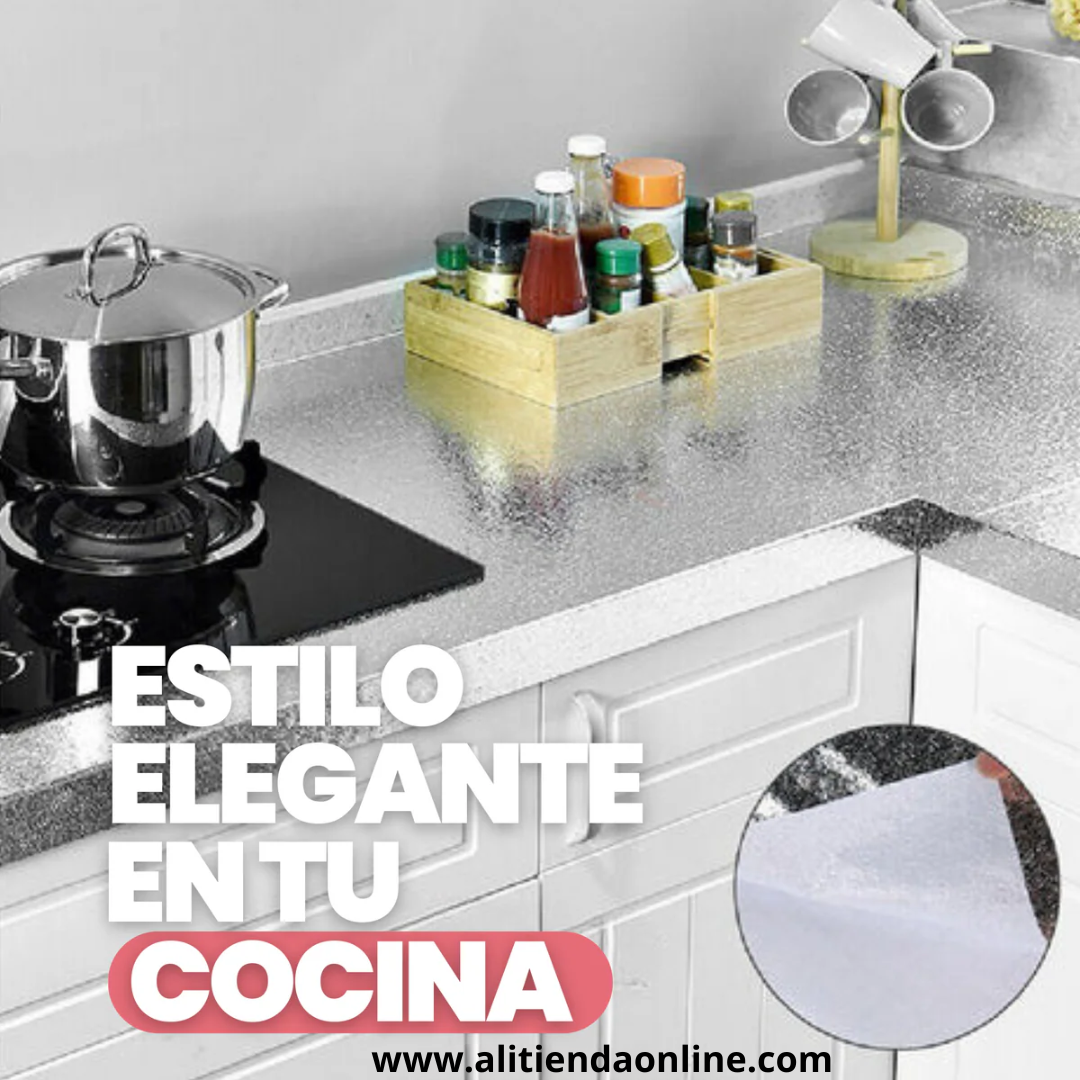 PAPEL ALUMINIO ADHESIVO DE COCINA ®️