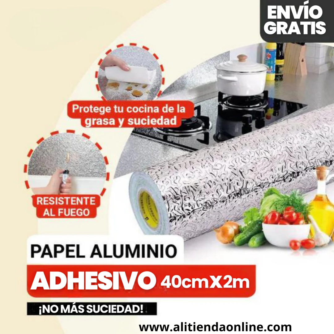 PAPEL ALUMINIO ADHESIVO DE COCINA ®️
